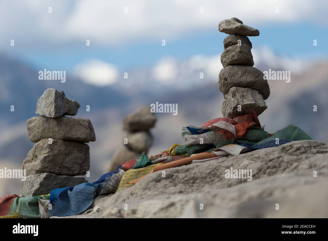 Shey Gompa Monastery with Mani stones Stock Photo