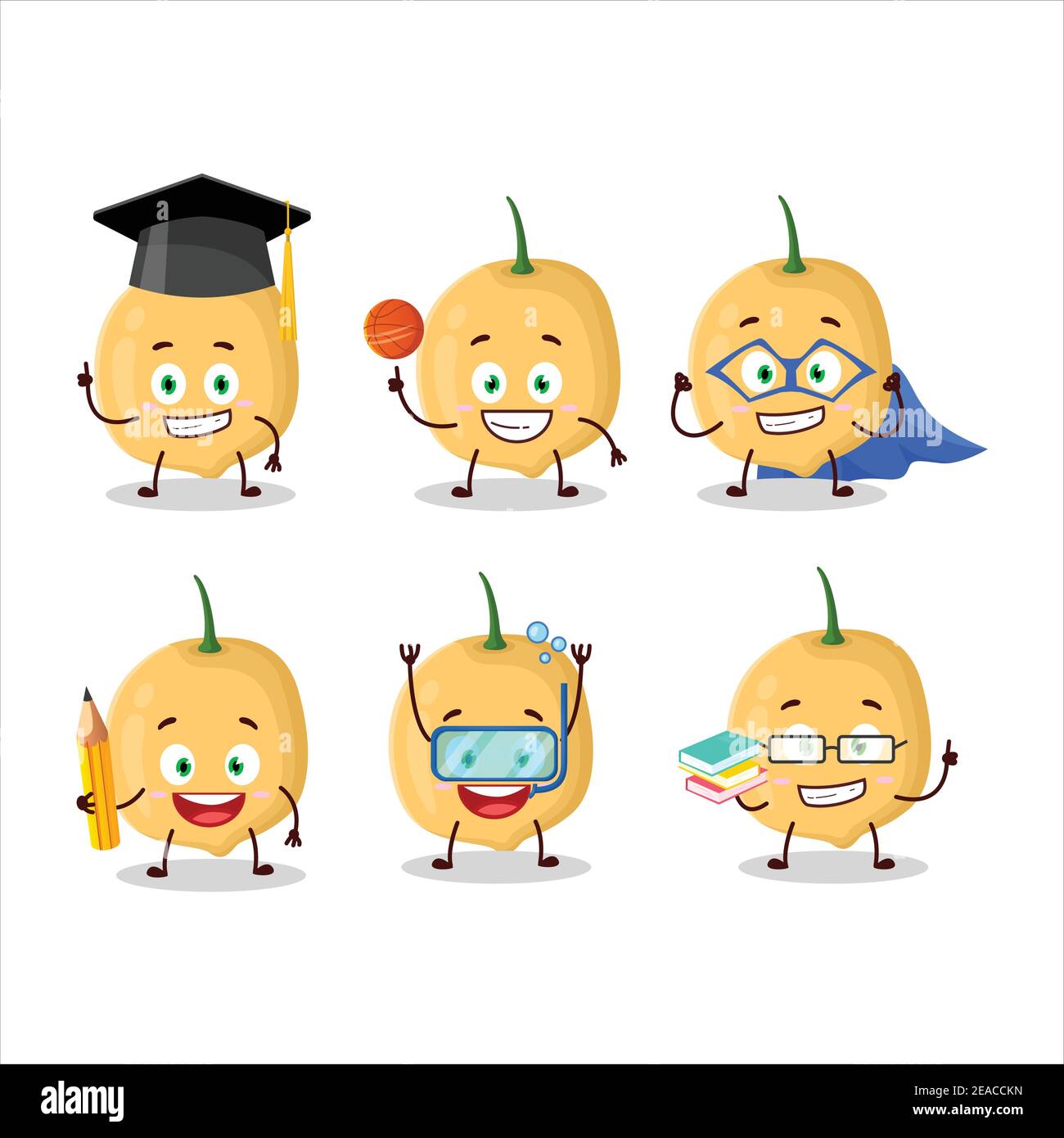 School student of burmese grapes cartoon character with various expressions. Vector illustration Stock Vector