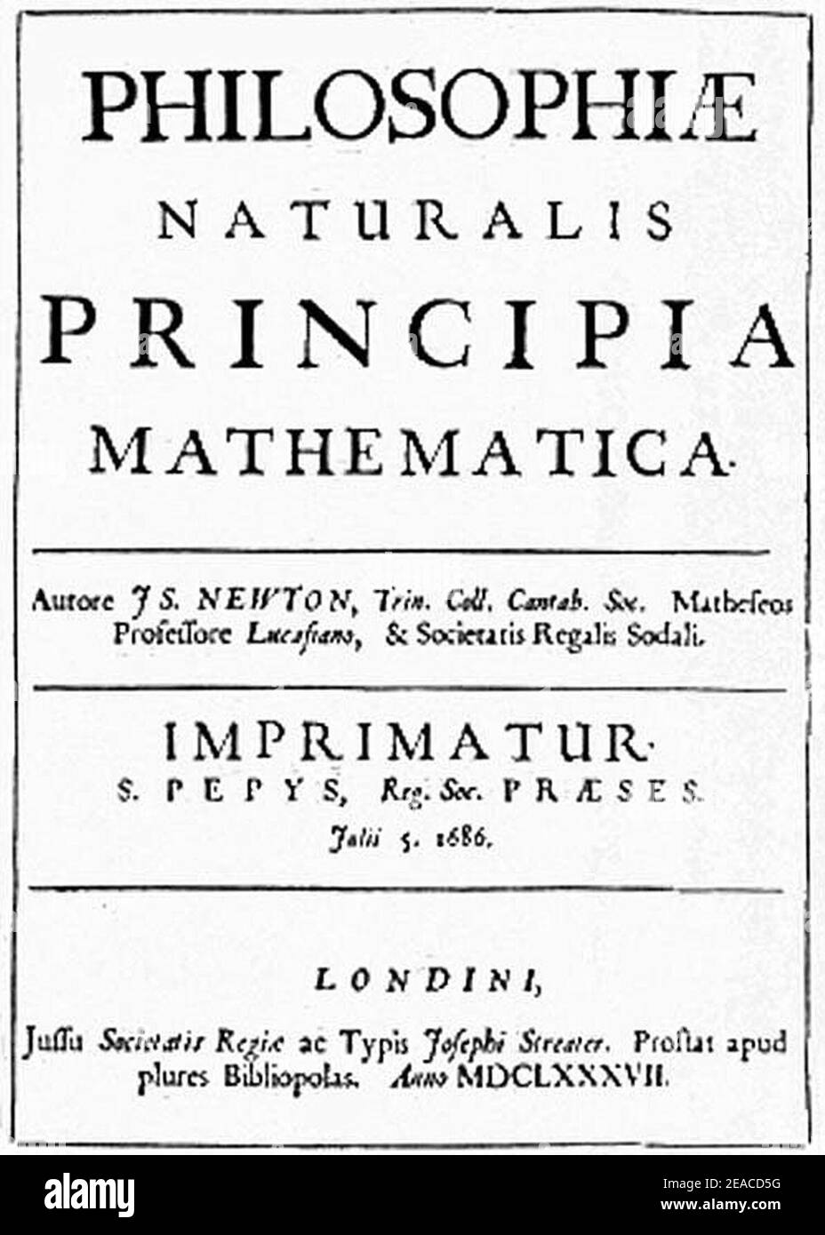 Newton-Principia-Mathematica 1-500x700. Stock Photo