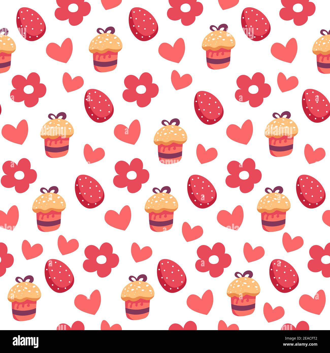 Easter seamless pattern with egg and sweet cake Stock Vector