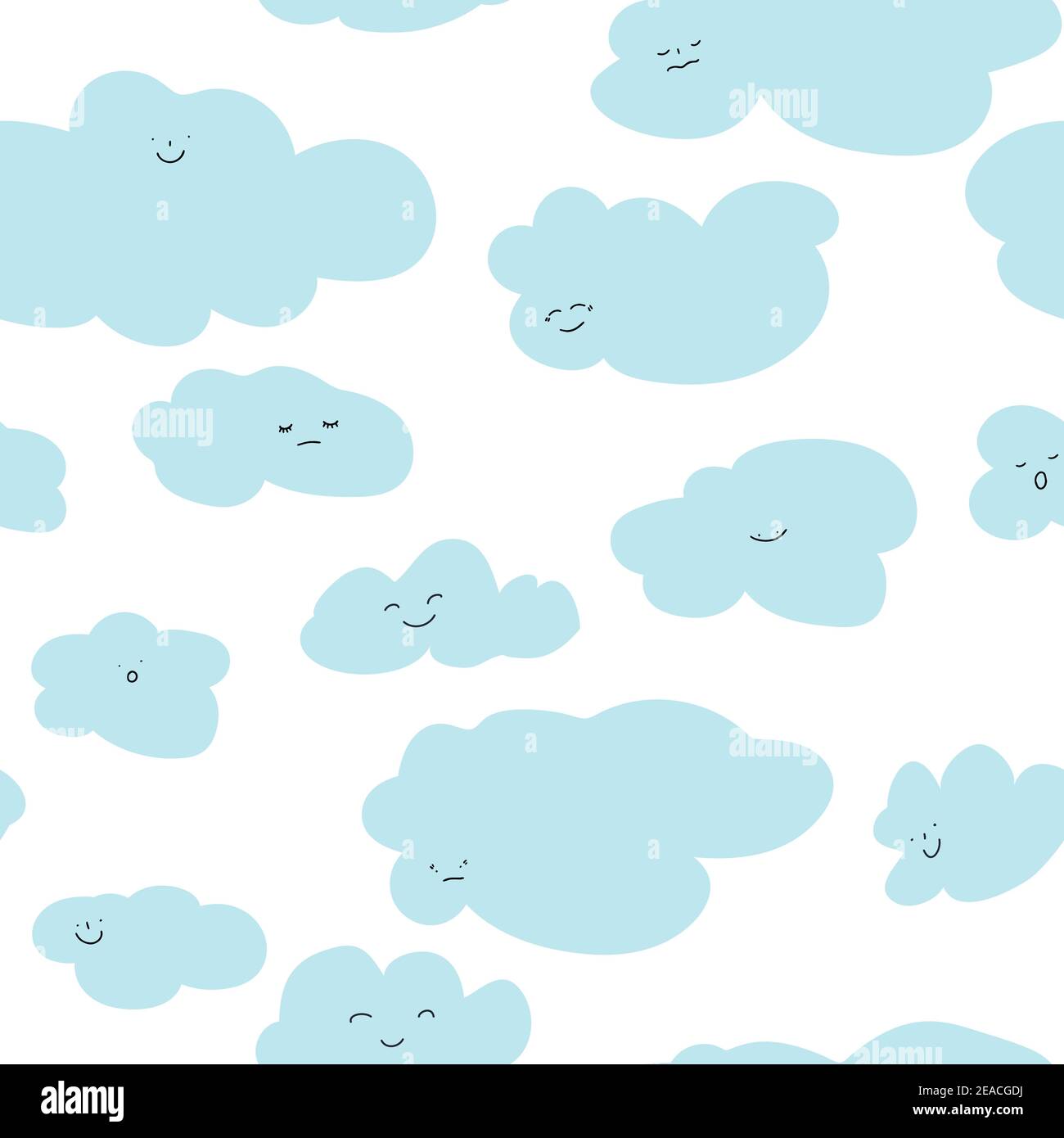 Flying cloud character with face seamless pattern Stock Vector