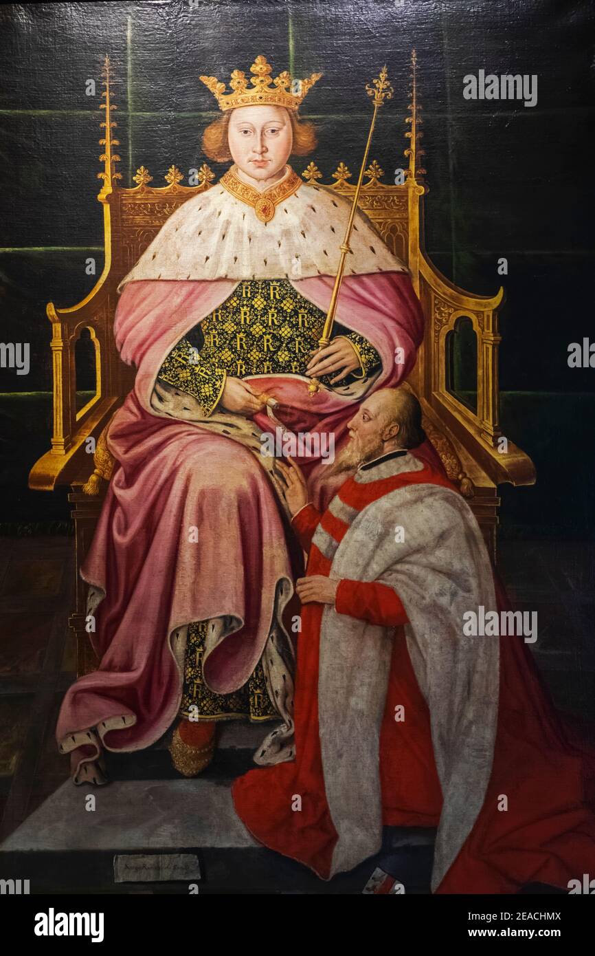 England, Kent, Leeds Castle, Portrait of King Richard II and The First Lord Lumley Stock Photo