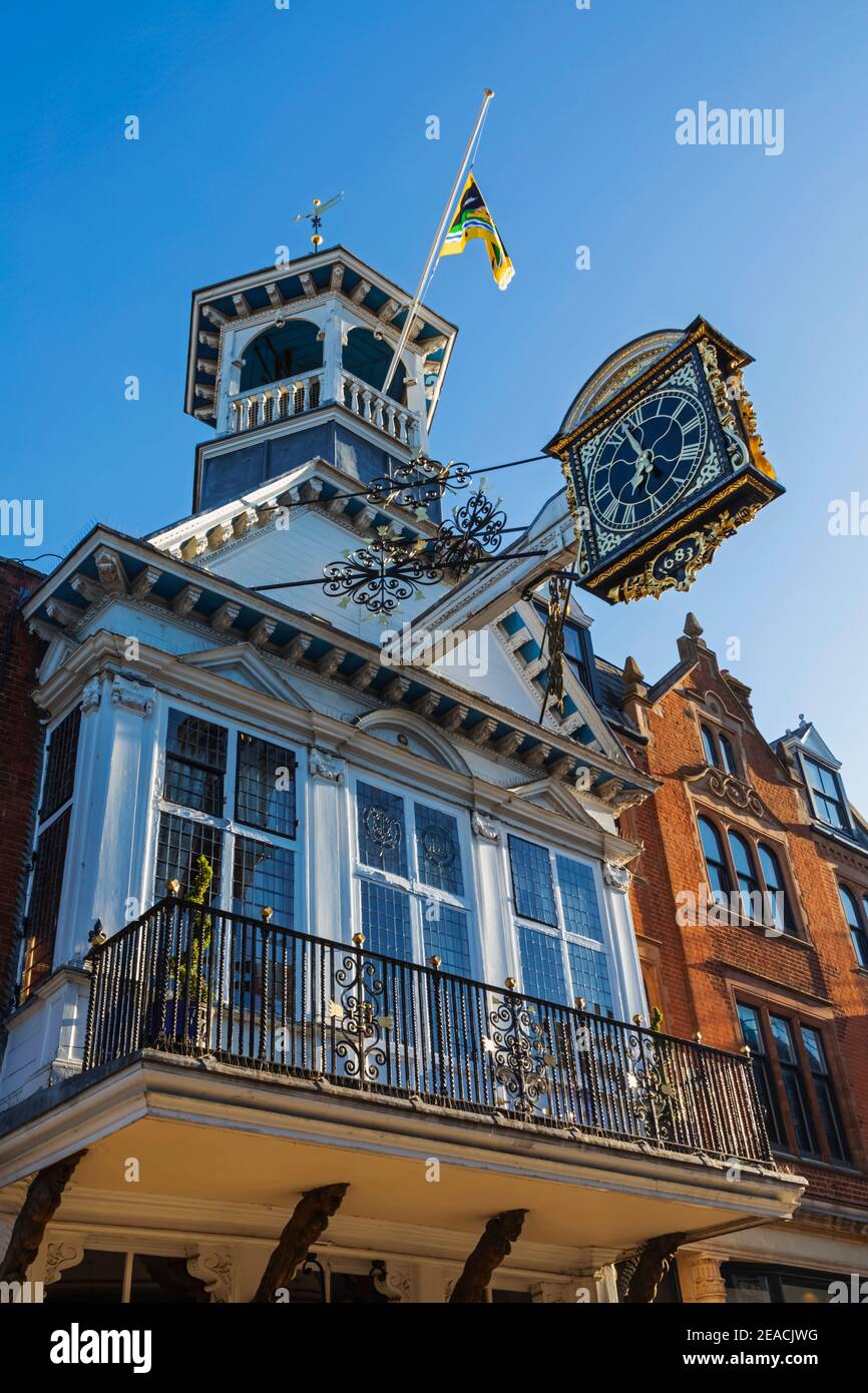 England, Surrey, Guildford, The Guildhall Clock Stock Photo