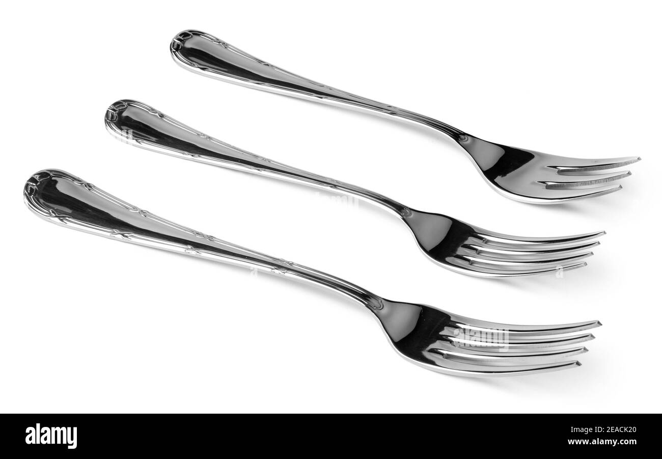 Set of dining forks isolated on white background Stock Photo Alamy