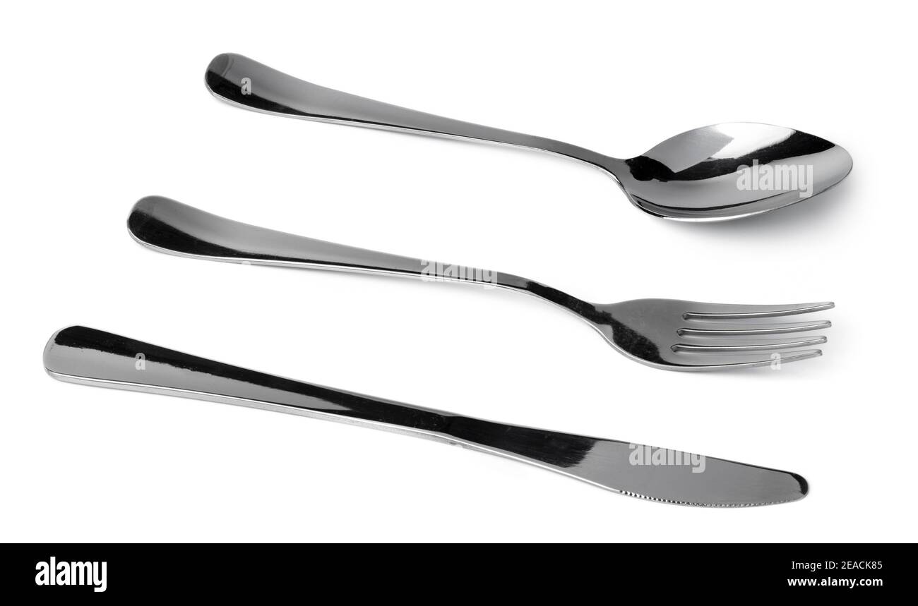 Set of dining cutlery isolated on white background Stock Photo Alamy