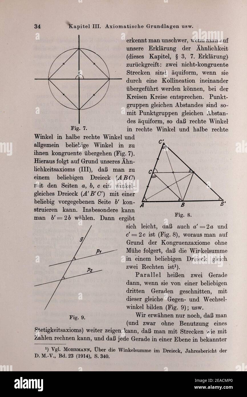 Nichteuklidische Geometrie Von Hans Mohrmann Seite 034 Stock Photo - Alamy