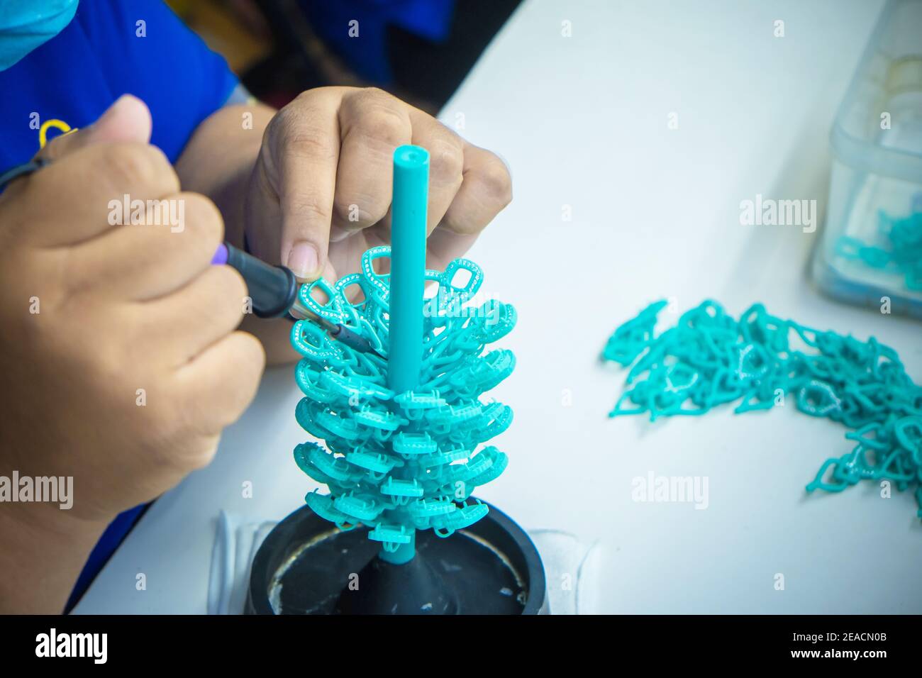 Making wax jewelry befor casting,process of making jewelry Stock Photo