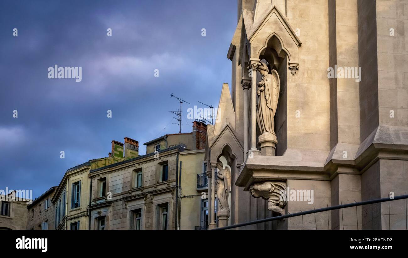 Église Sainte Anne in Montpellier. Erected in neo-Gothic style in the 19th century. The bell tower is 71 meters high. Has been an exhibition space for contemporary art since 2011. Stock Photo