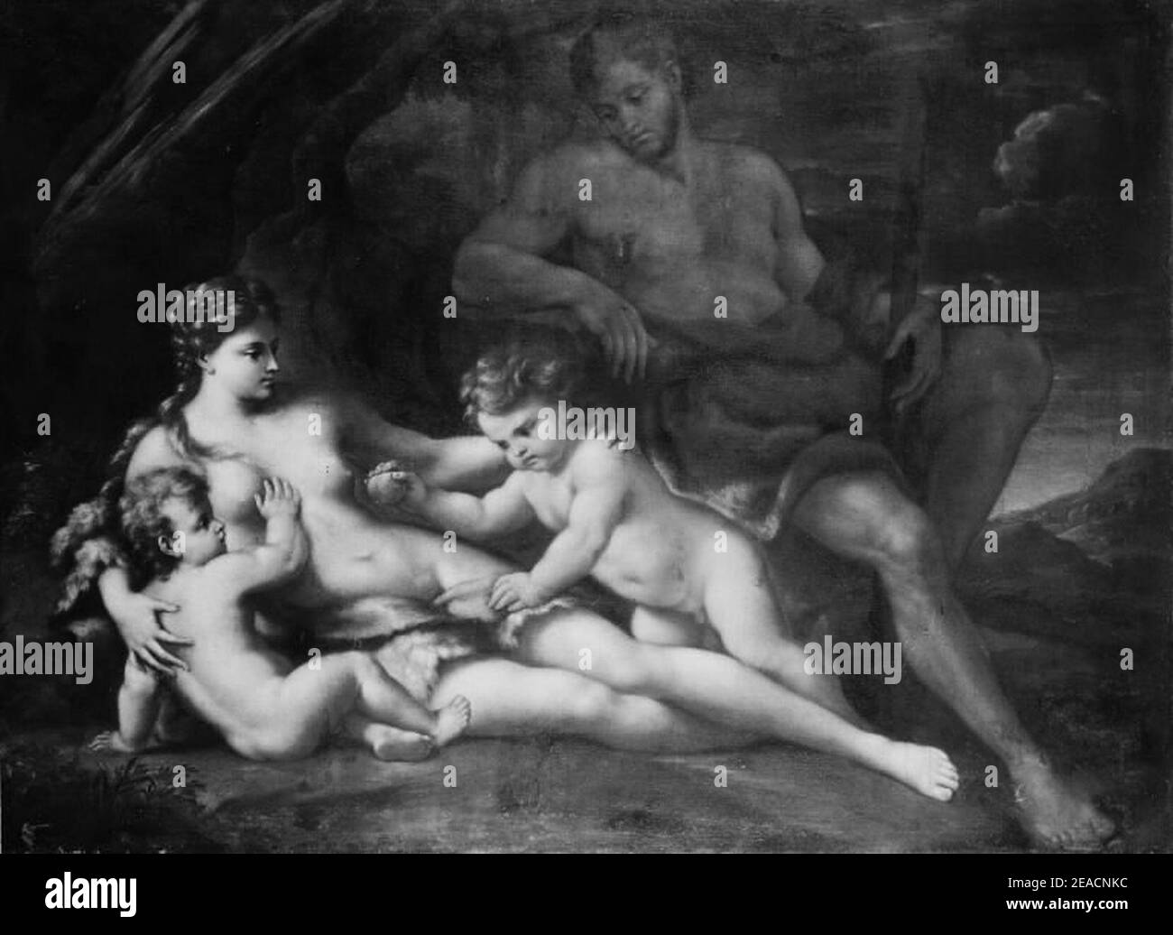 Nicola Vaccaro - Adam and Eve with Cain and Abel Stock Photo
