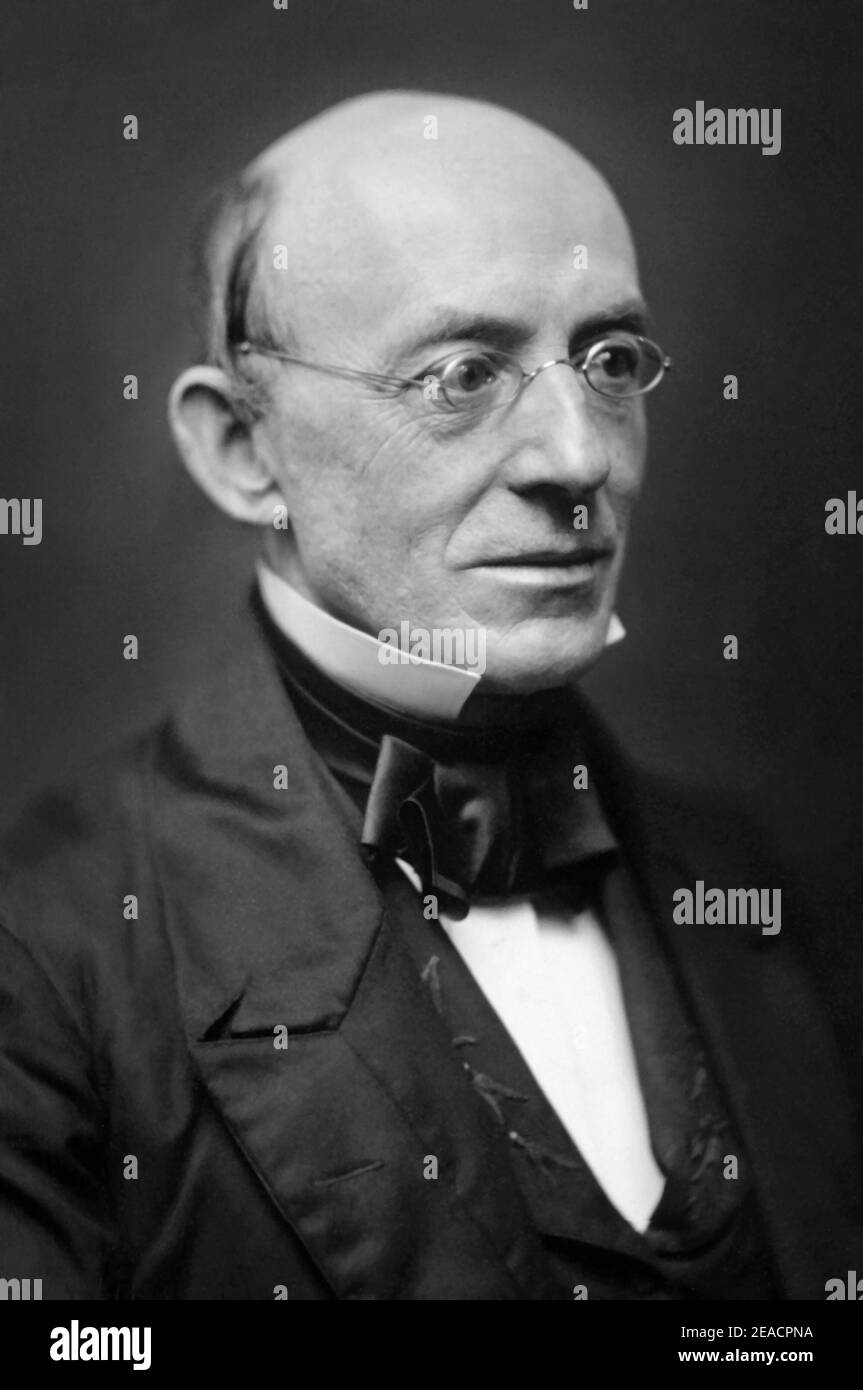 William Lloyd Garrison (1805–1879), prominent American abolitionist, journalist, suffragist, and social reformer, in a c1850 portrait by Southworth and Hawes. Stock Photo