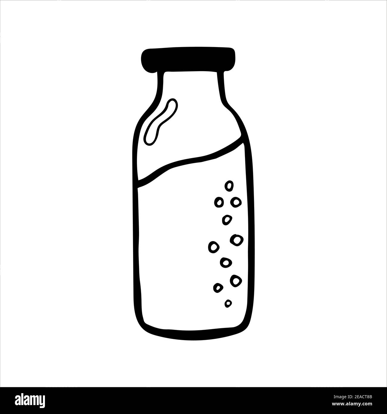 Vial, isolated simple hand drawn vector illustration in black and white
