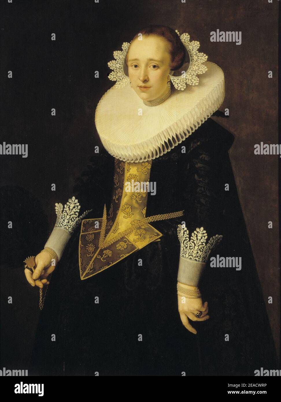 Nicolaes Eliasz. Pickenoy (1588−1650-56)- Portrait of a 22-year-old woman - 22-vuotiaan naisen muotokuva - Porträtt av 22-årig dam (29178835570). Stock Photo