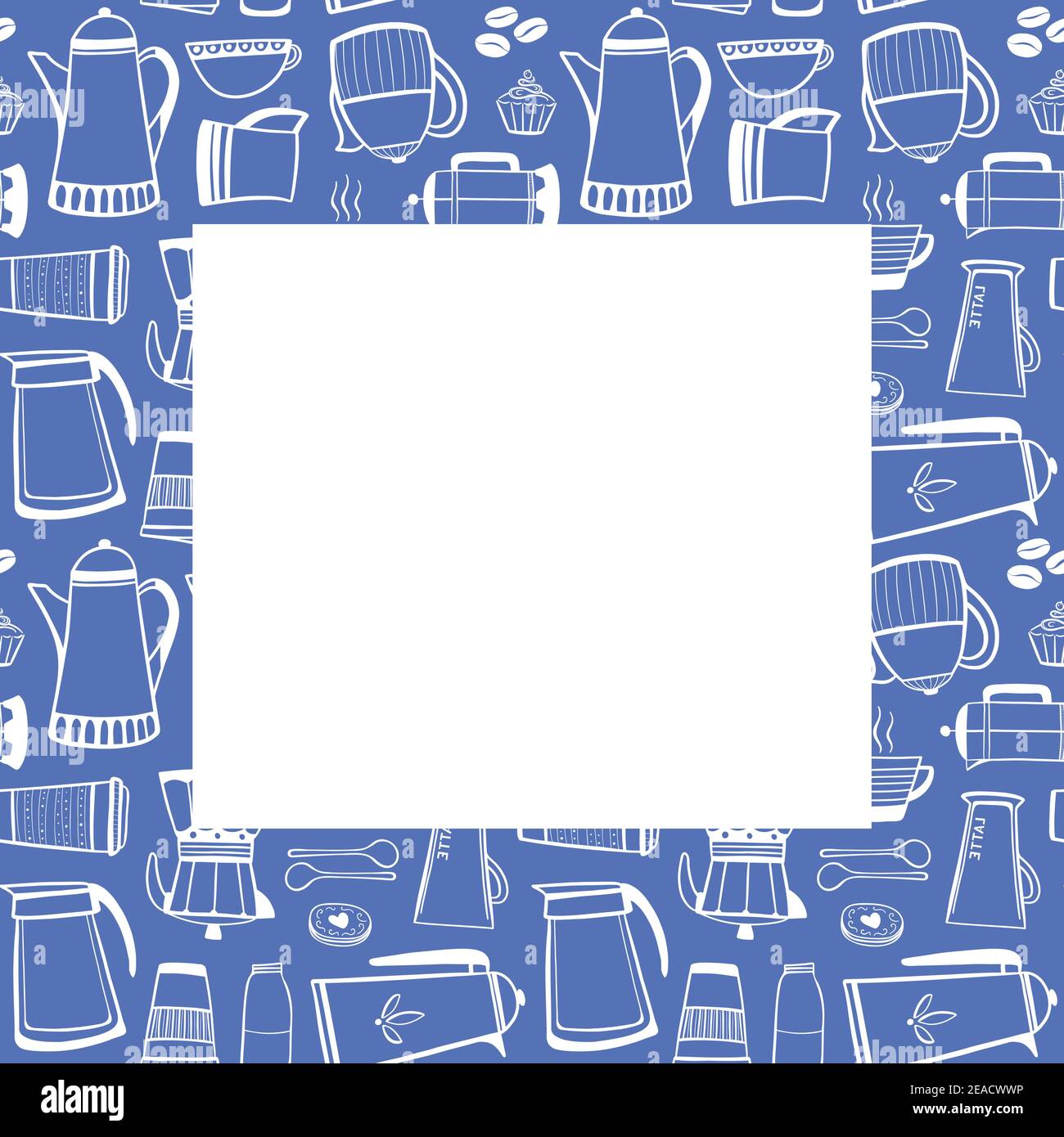 Coffee border frame template design.Vector illustration resource of