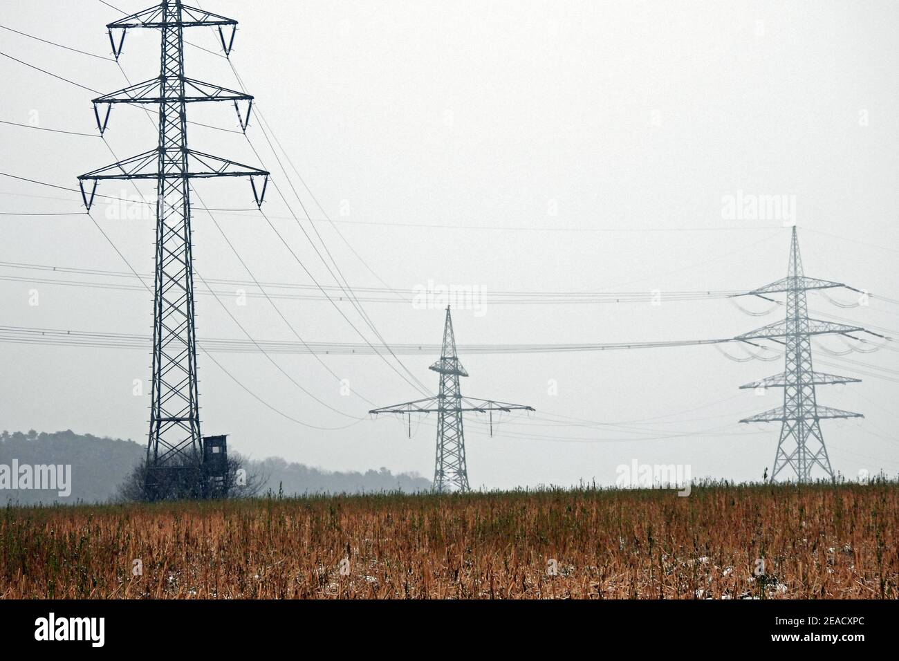 High voltage lines Stock Photo Alamy