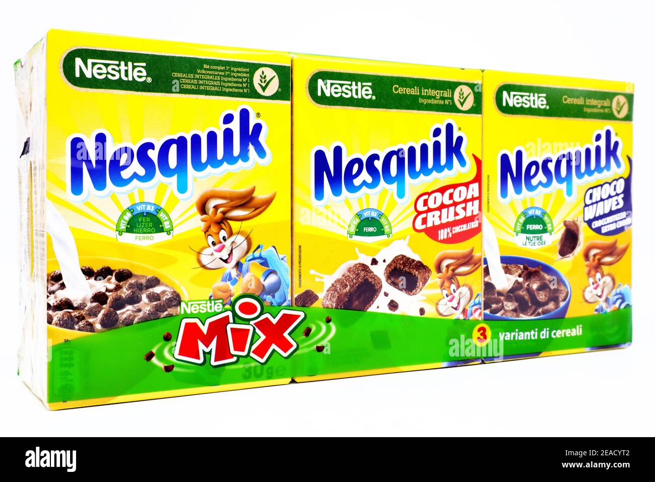 NESQUIK Nestlé Cereals box Stock Photo