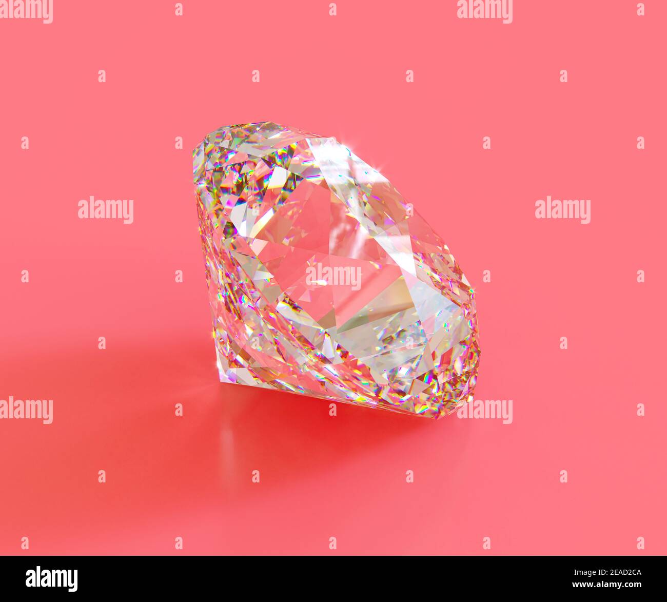 Shiny diamond isolated on pink background. 3d render illustration Stock