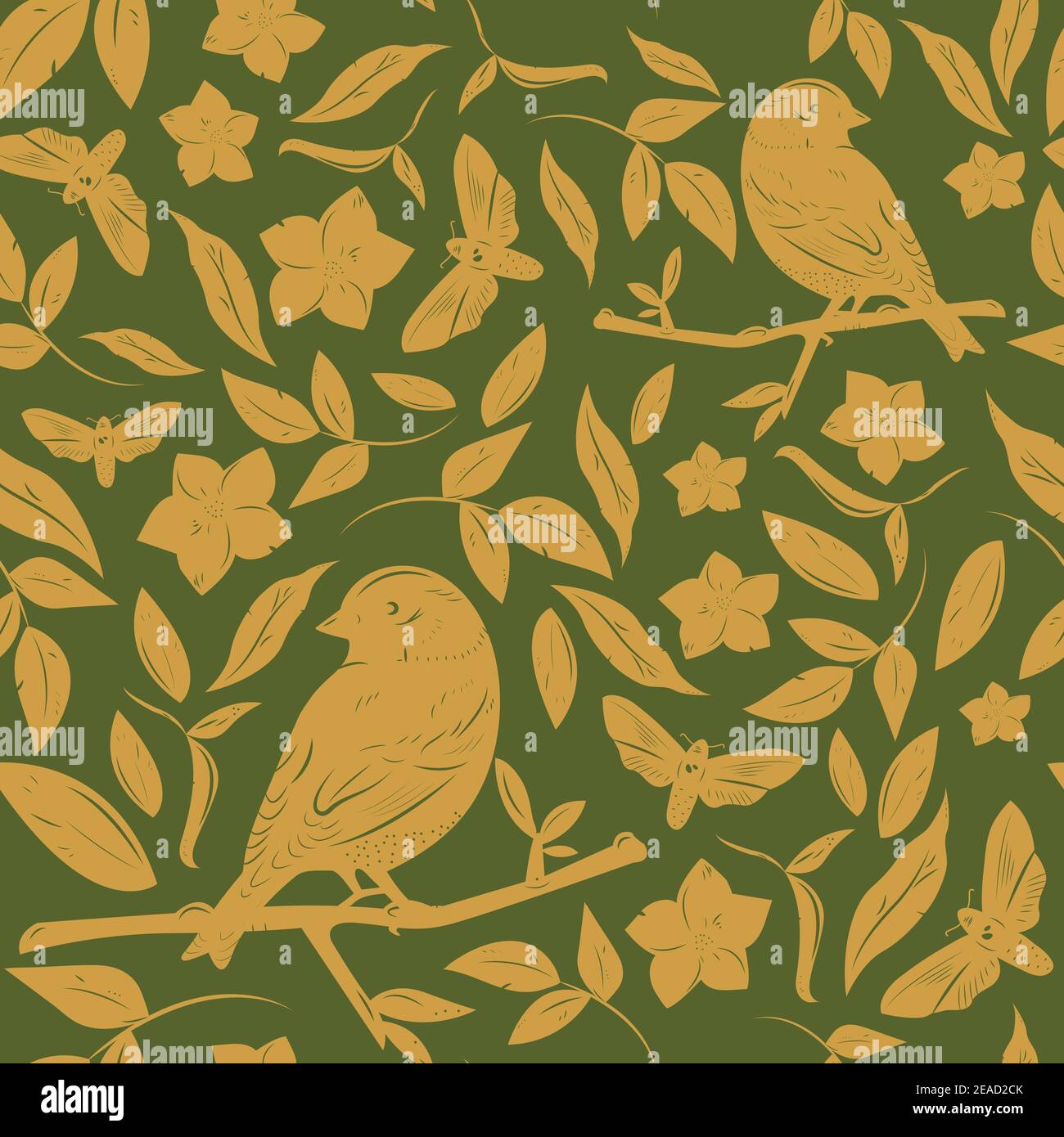 Seamless floral pattern with birds Stock Vector Image & Art - Alamy