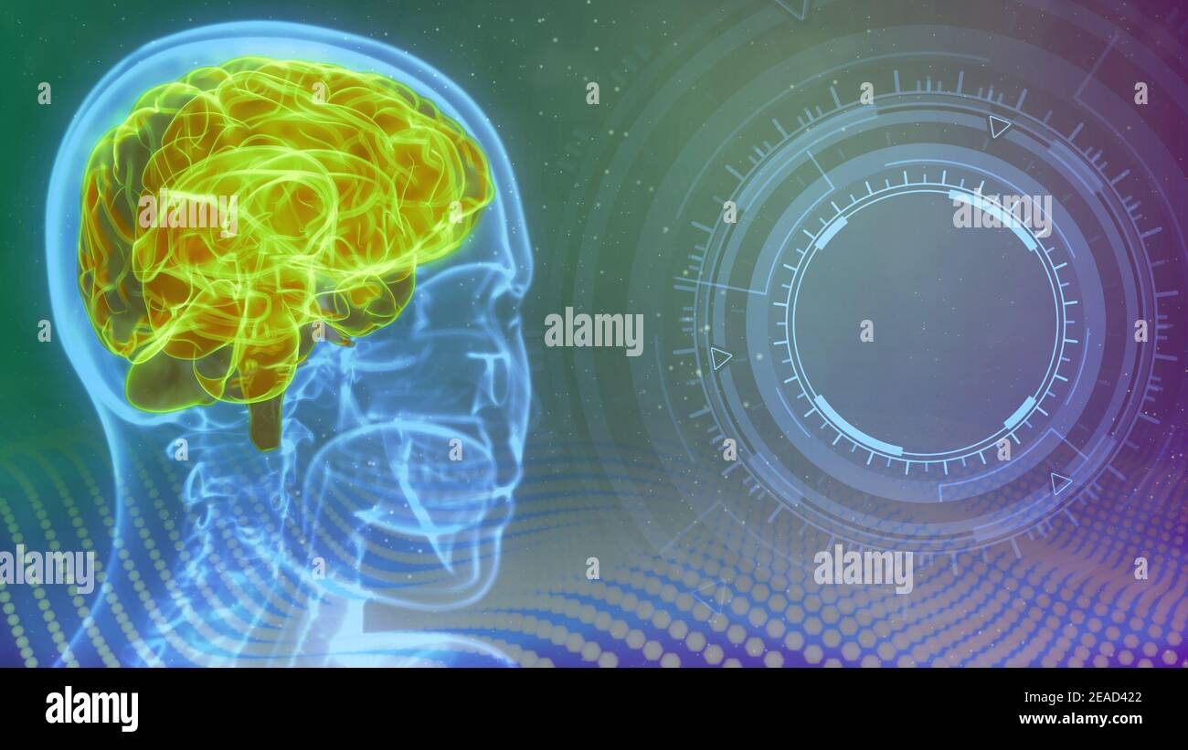 Medical 3D illustration background - x ray human head image with ...