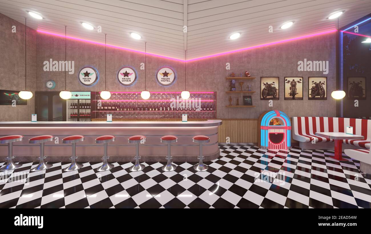 Interior a retro diner hires stock photography and images Alamy