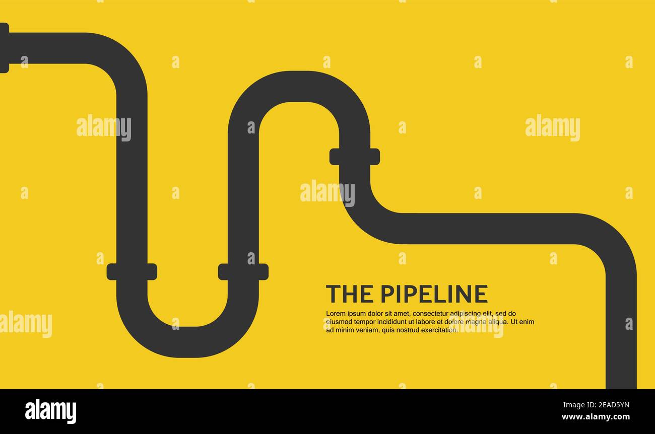Web banner. Industrial background with yellow pipeline. Oil or gas pipeline. Vector illustration Stock Vector