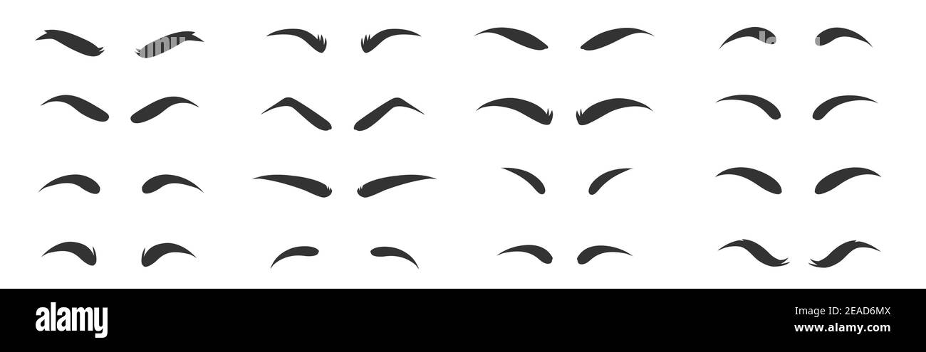 Eyebrows shapes Set. Eyebrow shapes. Various types of eyebrows. Eyebrow shaping for women. Stock Vector