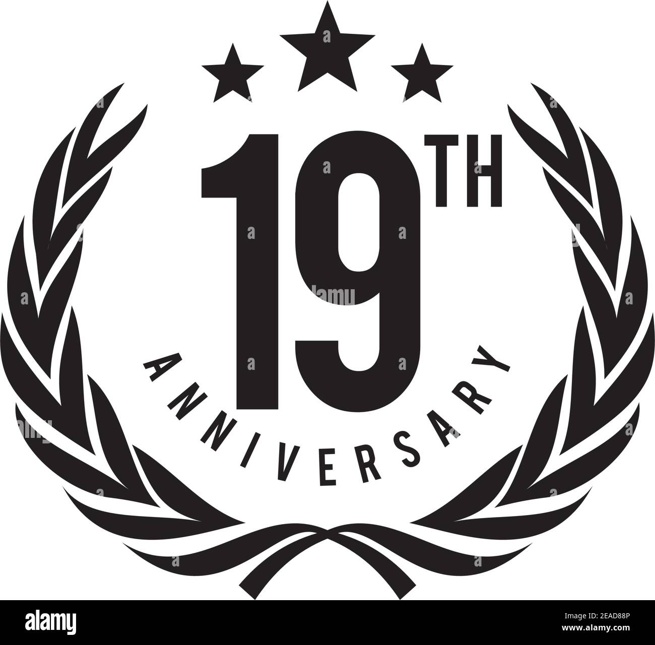 19th year anniversary logo design vector illustration template Stock Vector