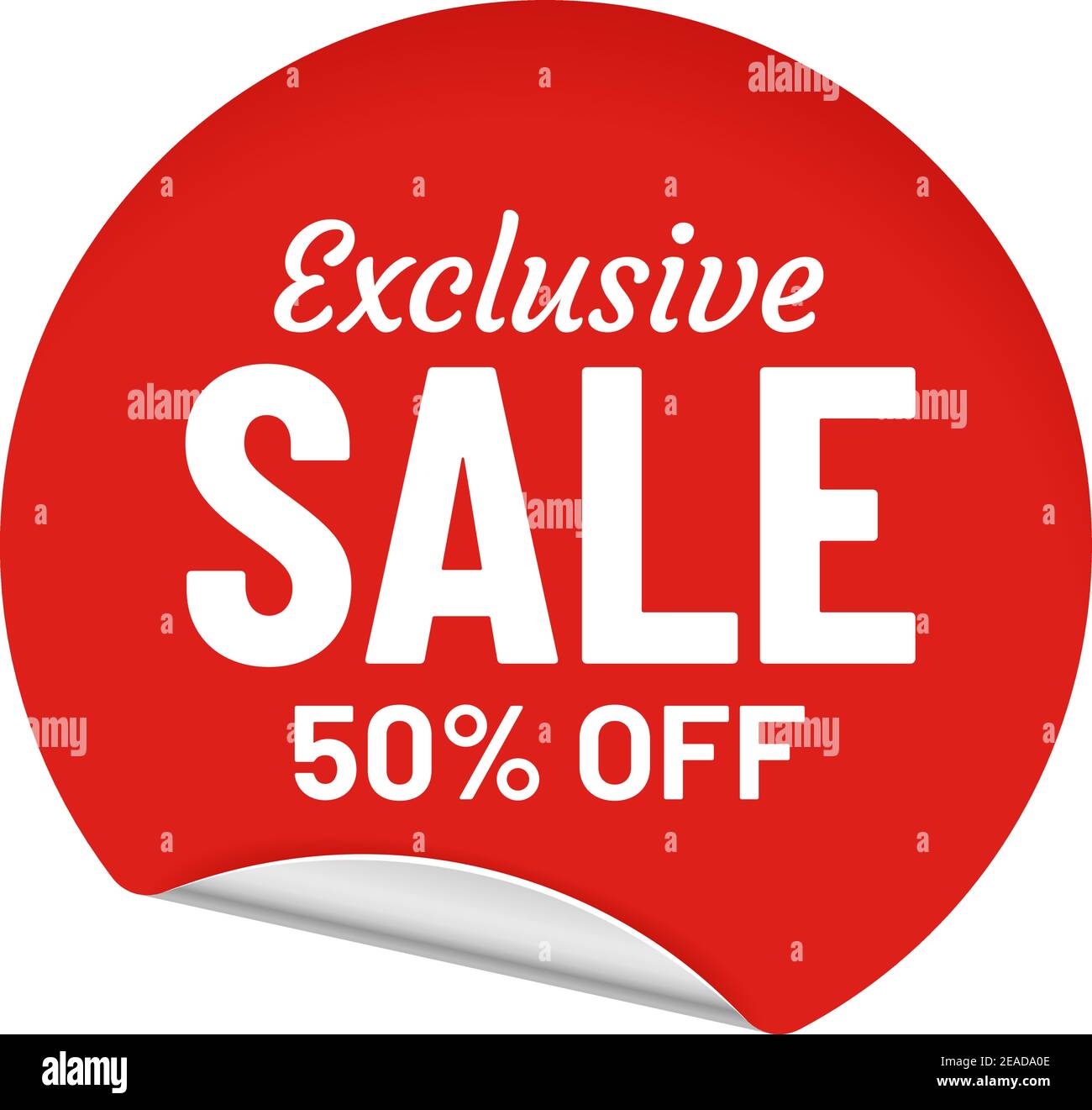 Exclusive sale 50 percent off, round sticker with message. Shopping offer for customer. Best pricing Stock Vector