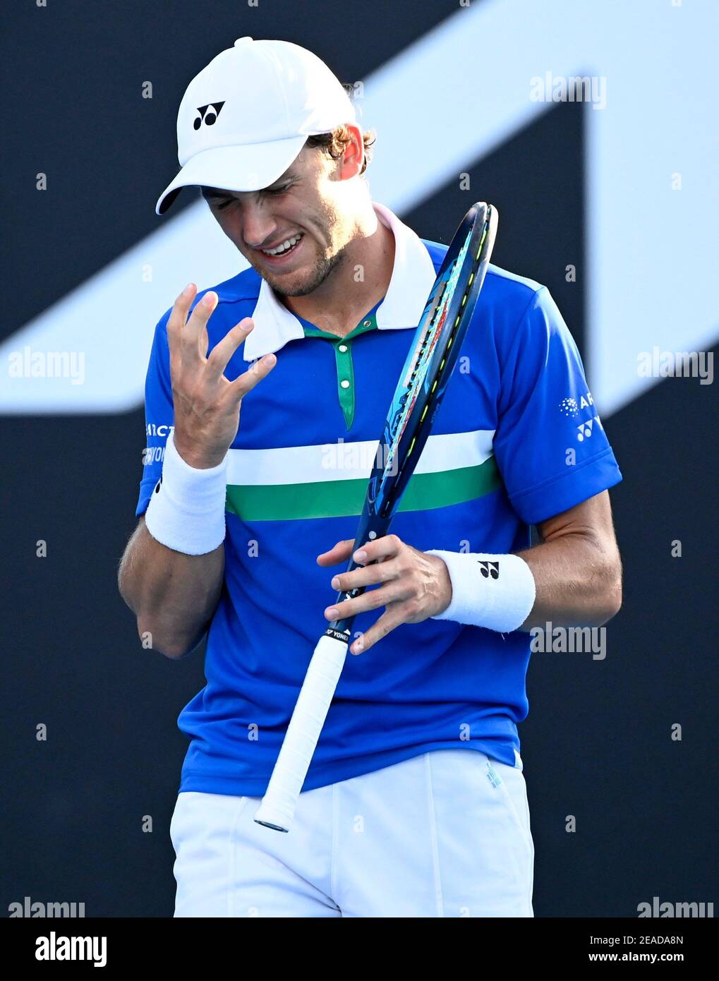 Tennis - Australian Open - Melbourne Park, Melbourne, Australia, February  9, 2021 Norway's Casper Ruud reacts during his first round match against  Australia's Jordan Thompson REUTERS/Jaimi Joy Stock Photo - Alamy