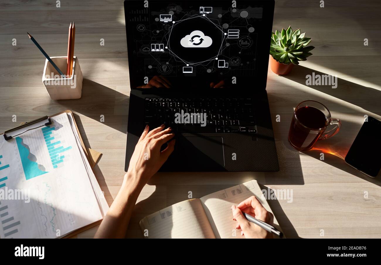 Cloud technology. Internet, computing and data storages concept Stock Photo