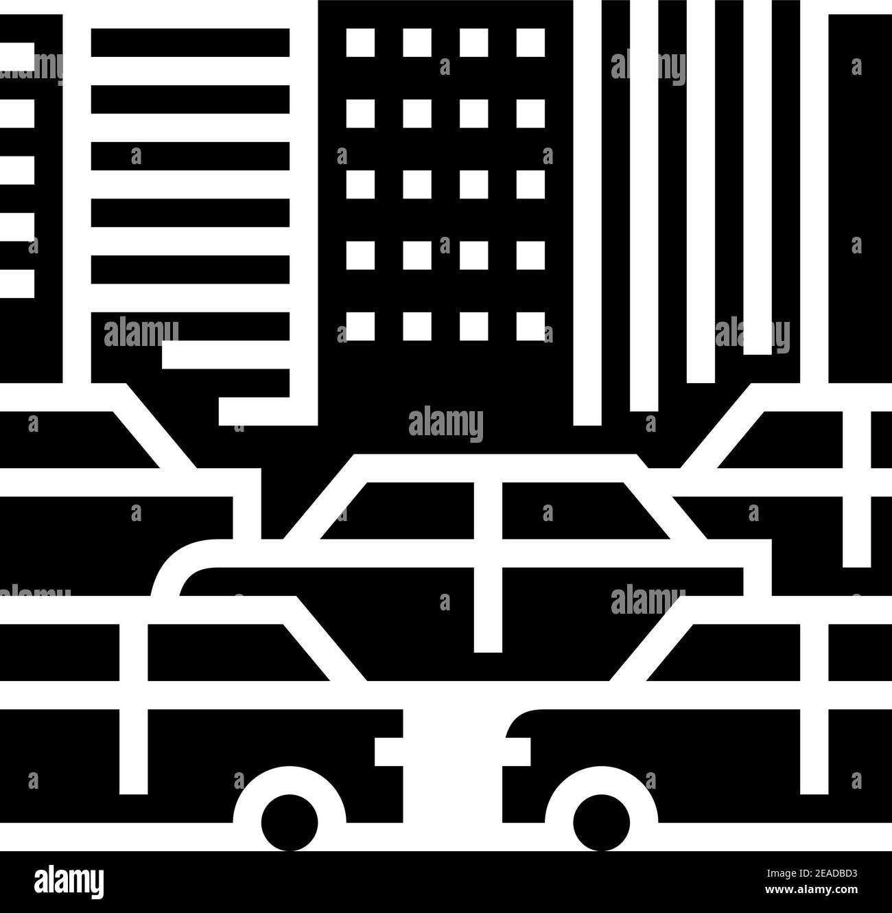 city traffic jam glyph icon vector illustration Stock Vector Image