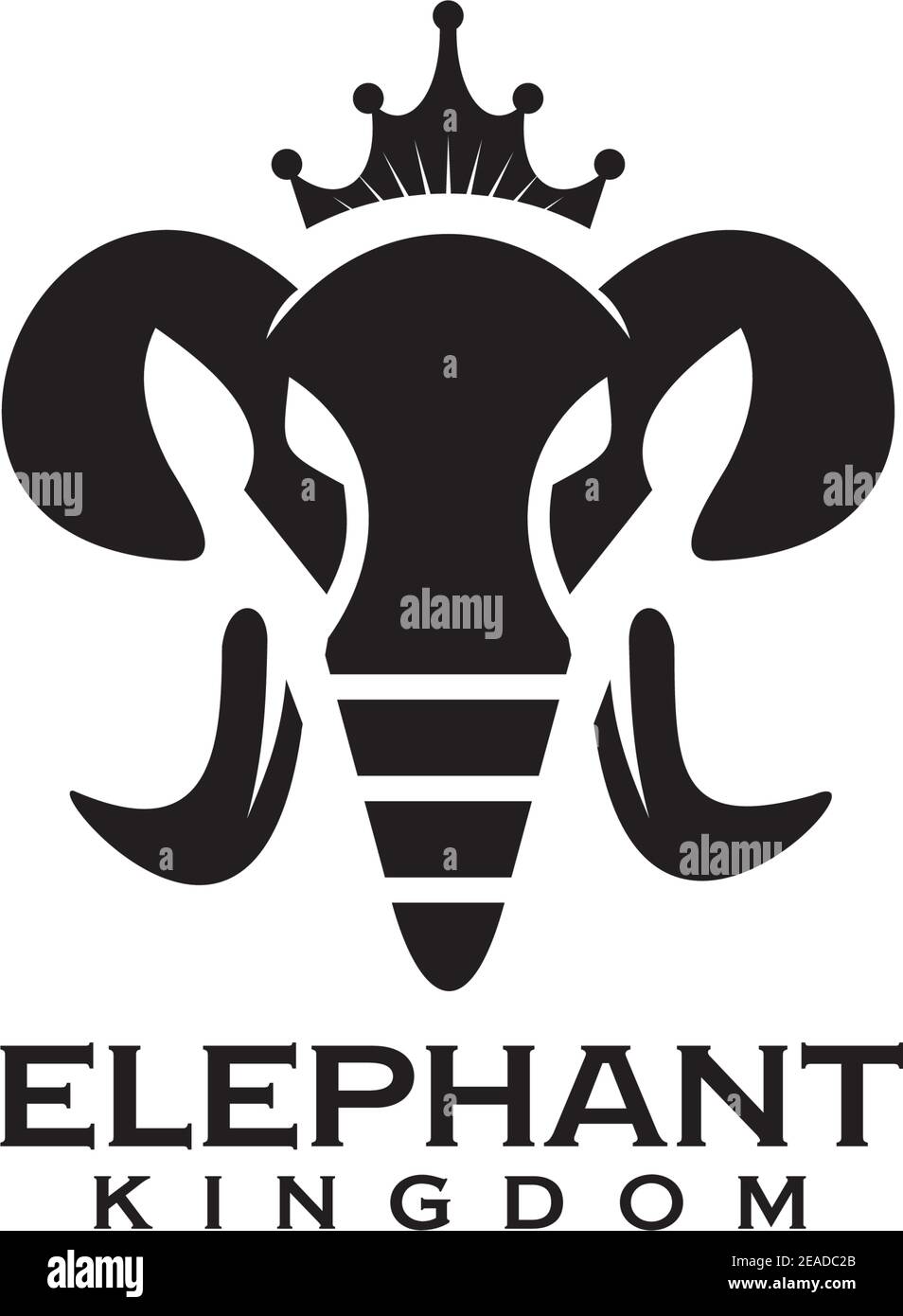 Black elephant with crown logo design vector template Stock Vector
