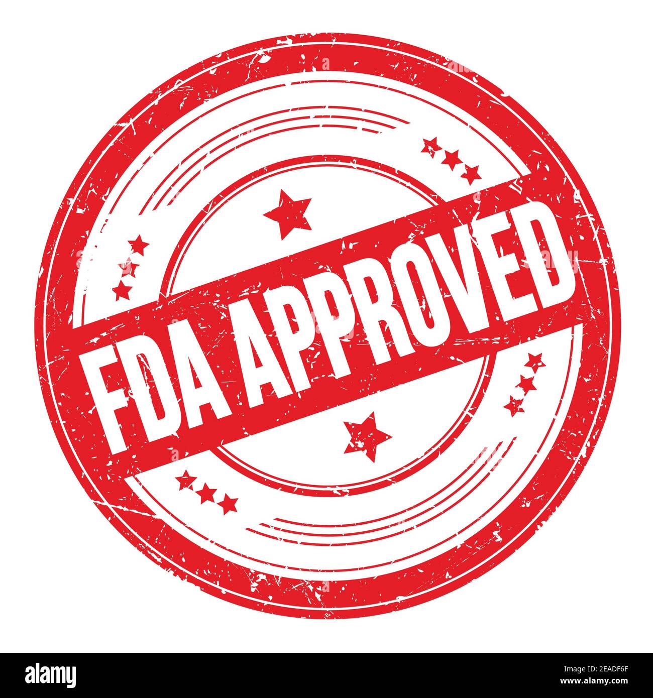 FDA APPROVED text on red round grungy texture stamp. Stock Photo