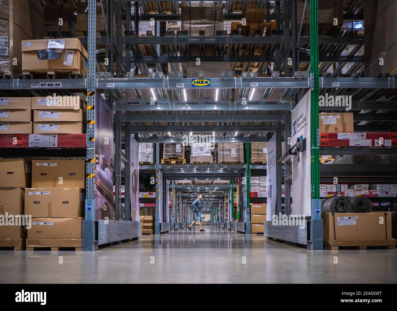 Smut Prakan ,Thailand - August 01,2019 : A man chose the goods in IKEA's warehouse. Stock Photo