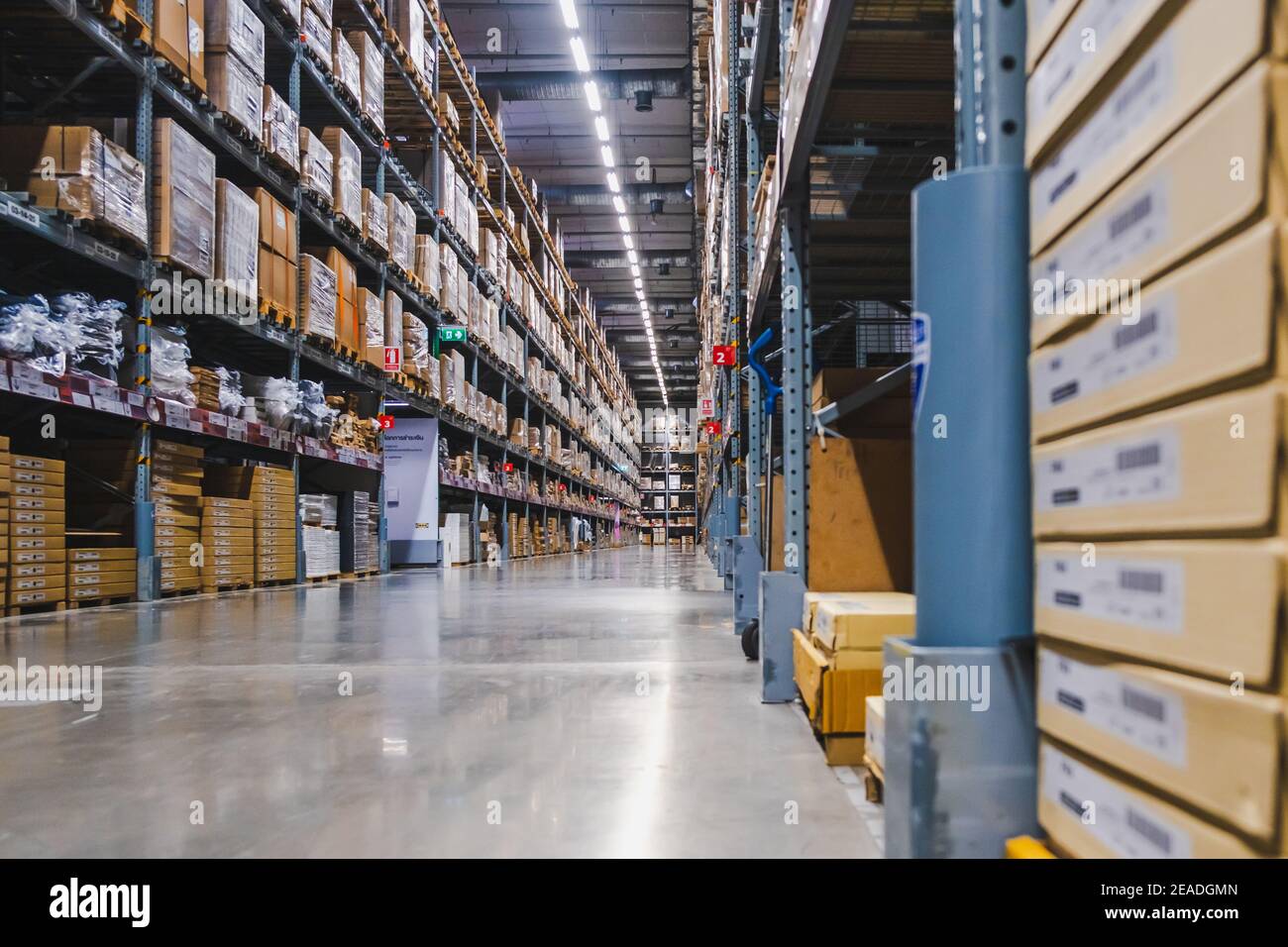 Smut Prakan ,Thailand - August 01,2019 : Warehouse aisle in an IKEA store. IKEA is the world's largest furniture retailer. Stock Photo