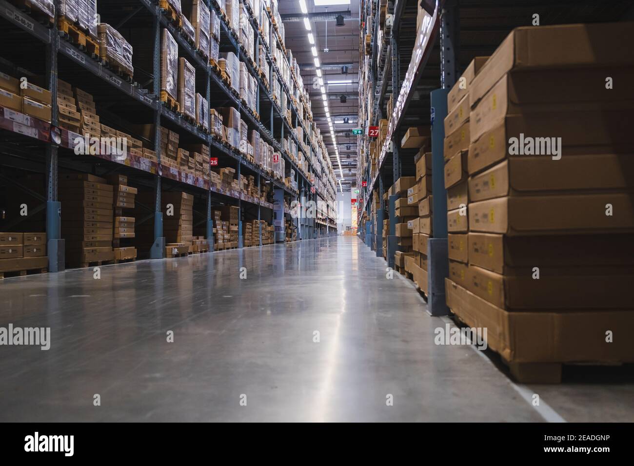 Smut Prakan ,Thailand August 01,2019 Warehouse aisle in an IKEA