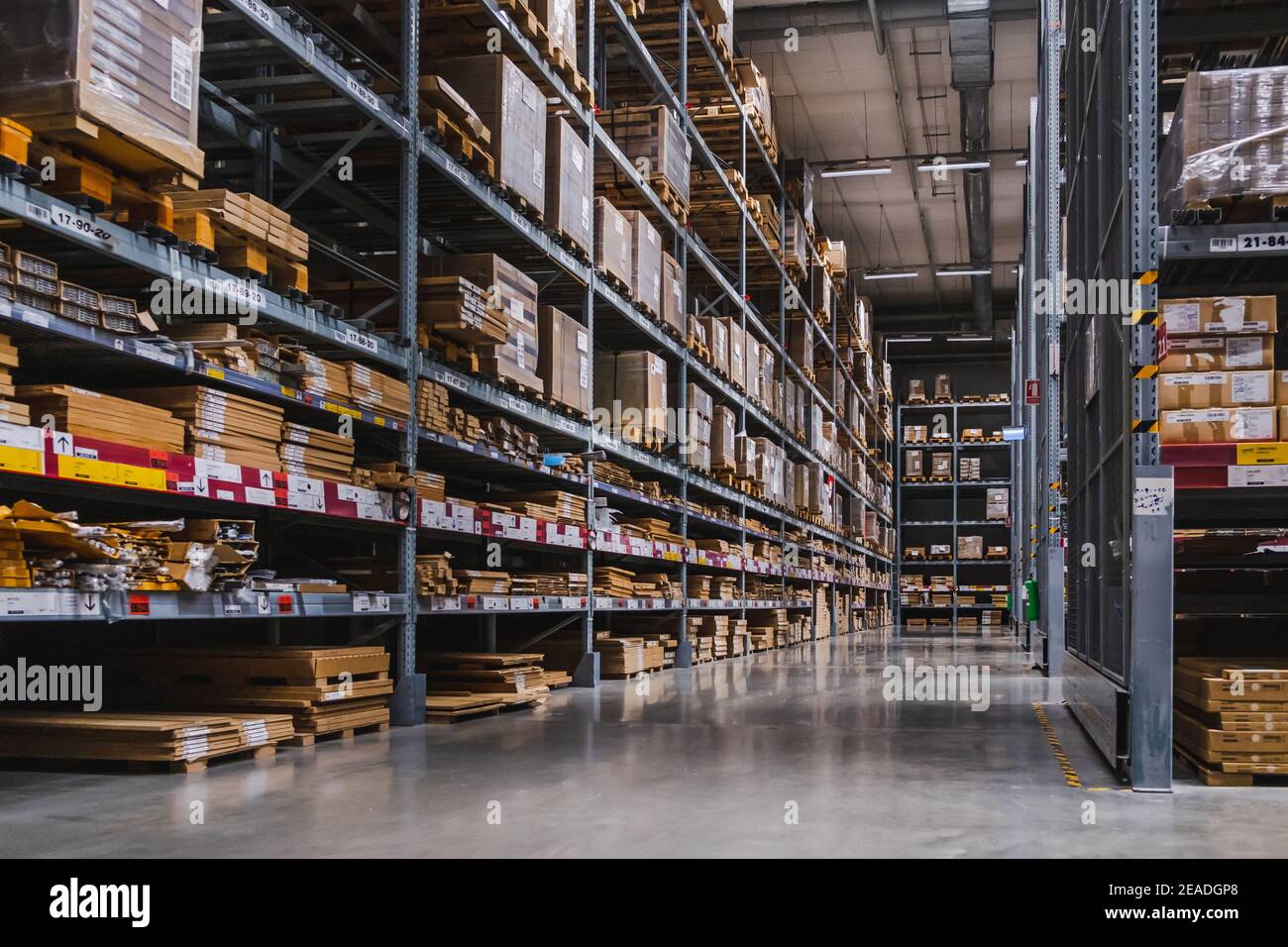 Smut Prakan ,Thailand - August 01,2019 : Warehouse aisle in an IKEA store. IKEA is the world's largest furniture retailer. Stock Photo