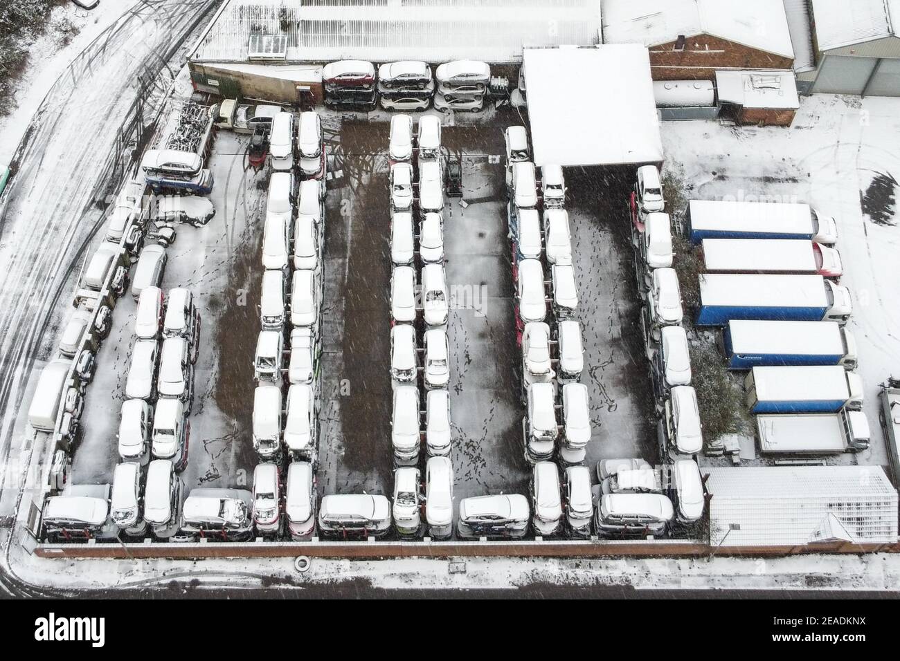 Birmingham, West Midlands, UK. 9th Feb, 2021. Snow blankets much of Birmingham with scrap yards, HMP Birmingham and City Hospital all receiving a layer of the white stuff as Storm Darcy continues it's wintry blast from the east. Pic by Credit: Stop Press Media/Alamy Live News Stock Photo