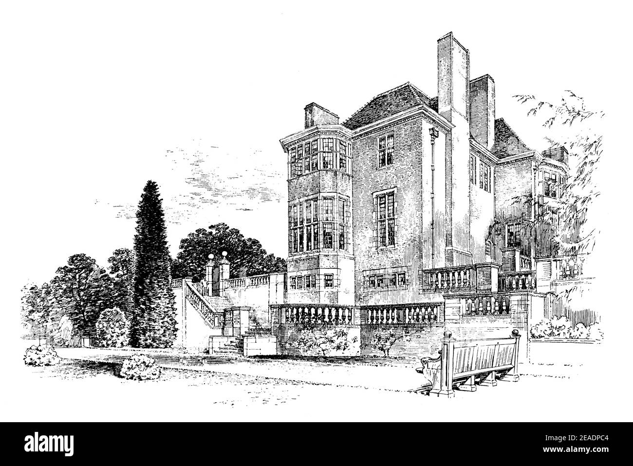 Architecture, Buller’s Wood, Chislehurst, Kent, designed by Architect Ernest Newton in 1898 volume 13 of The Studio an Illustrated Magazine of Fine an Stock Photo