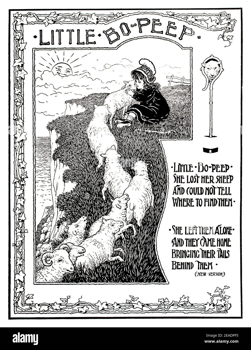 Little Bo Peep illustration, by Rosa C Petherick of Croydon, Surrey, in 1898 volume 13 of The Studio an Illustrated Magazine of Fine and Applied Art Stock Photo