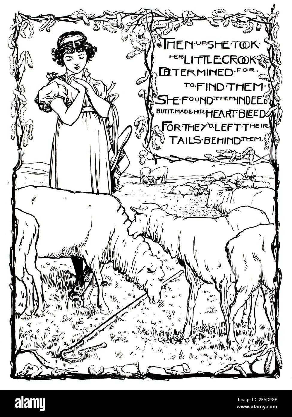 Little Bo Peep illustration, by Ethel Cassels Gillespy of Croydon, Surrey in 1898 volume 13 of The Studio an Illustrated Magazine of Fine and Applied Stock Photo