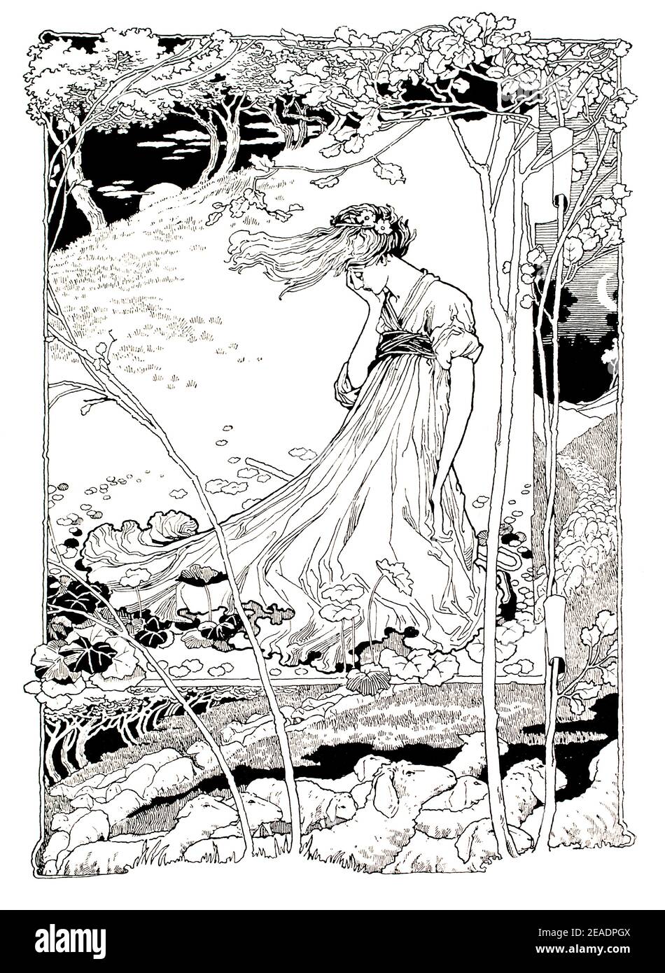 Little Bo Peep illustration, by Fred H Ball of Nottingham in 1898 volume 13 of The Studio an Illustrated Magazine of Fine and Applied Art Stock Photo