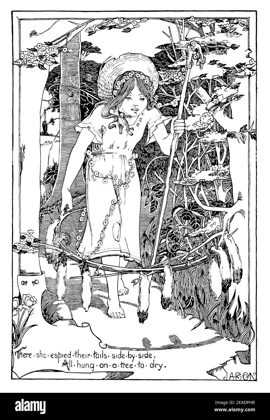 Little Bo Peep illustration, by John Thirtle of Ewell, Surrey in 1898 volume 13 of The Studio an Illustrated Magazine of Fine and Applied Art Stock Photo