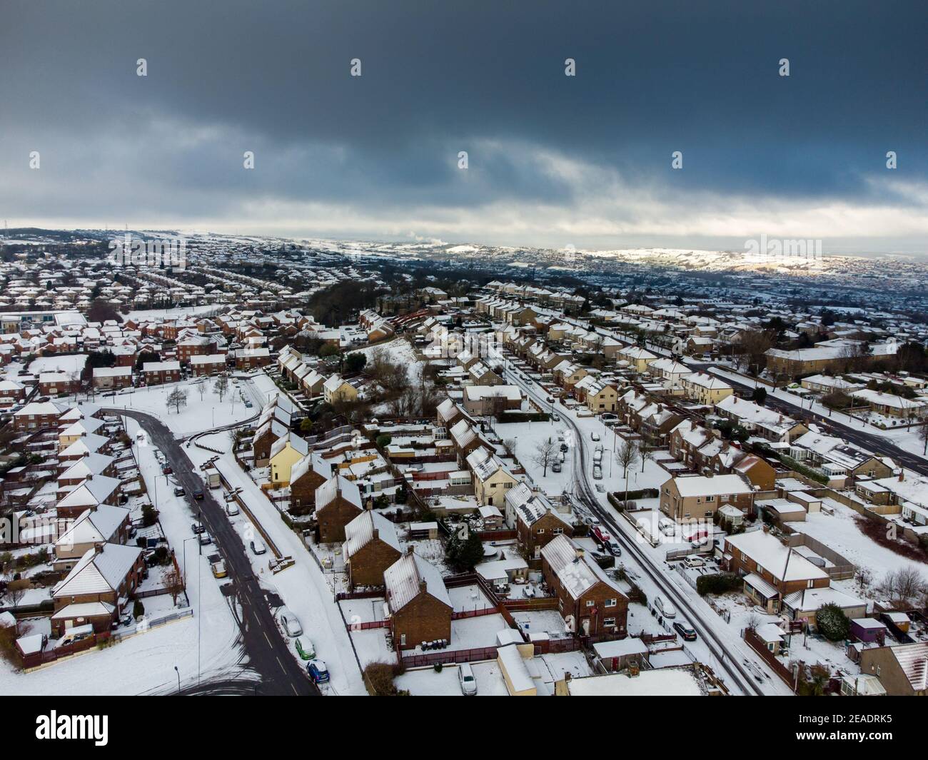 Bradford West Yorkshire, Beacon Hill, and Horton Bank Top. Aerial view