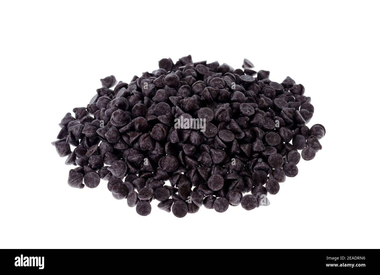 Milk and black confectionery chocolate drops for baking. Studio Photo