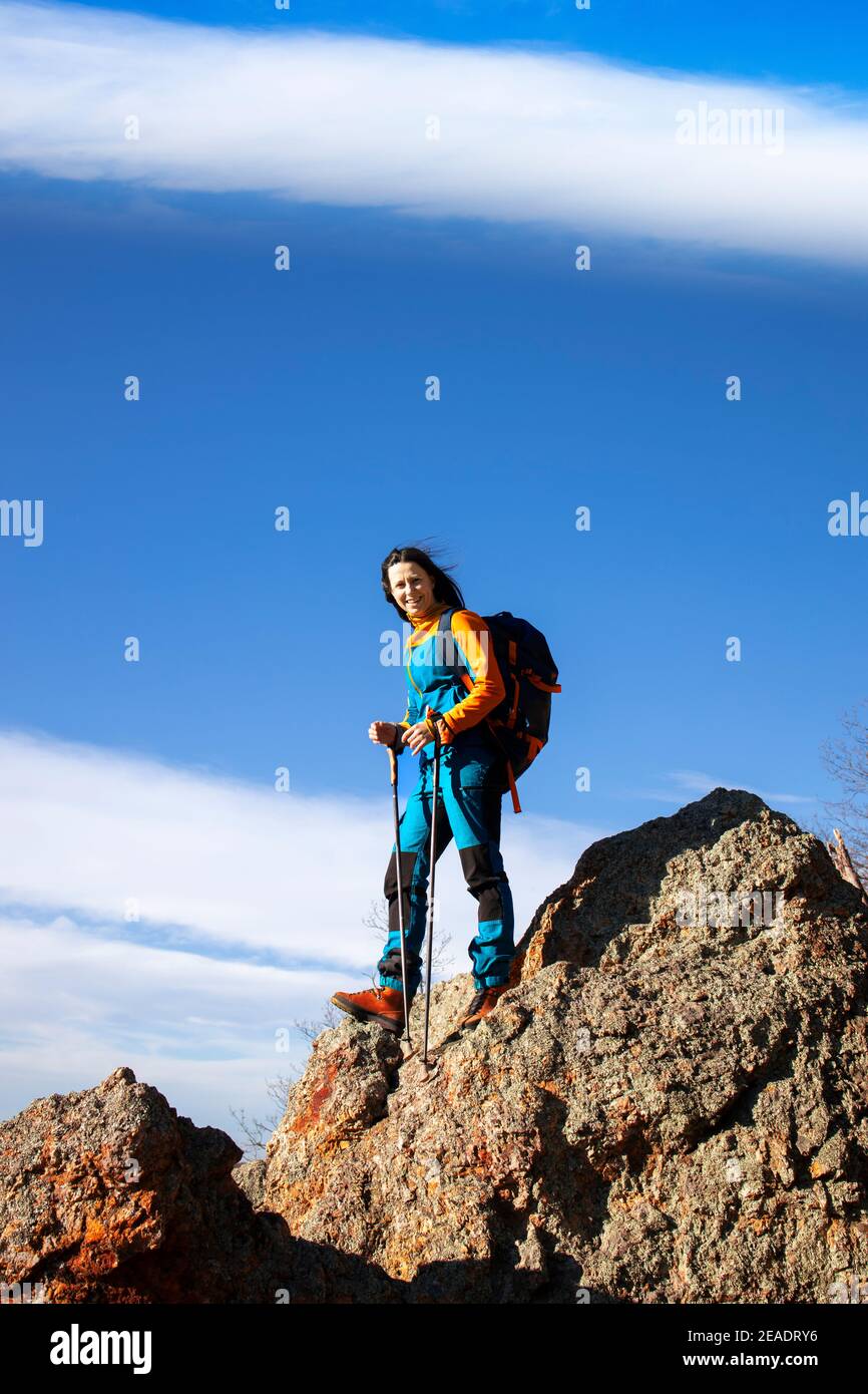 Woman enjoying her day in the wilderness Stock Photo