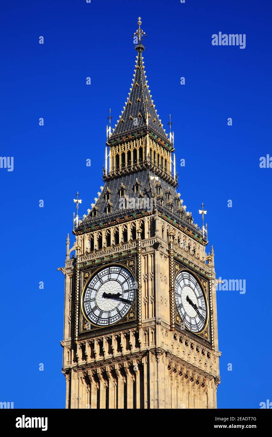 Big Ben of the Houses of Parliament in London Westminster England, UK which is a popular tourist travel destination attraction landmark, stock photo i Stock Photo