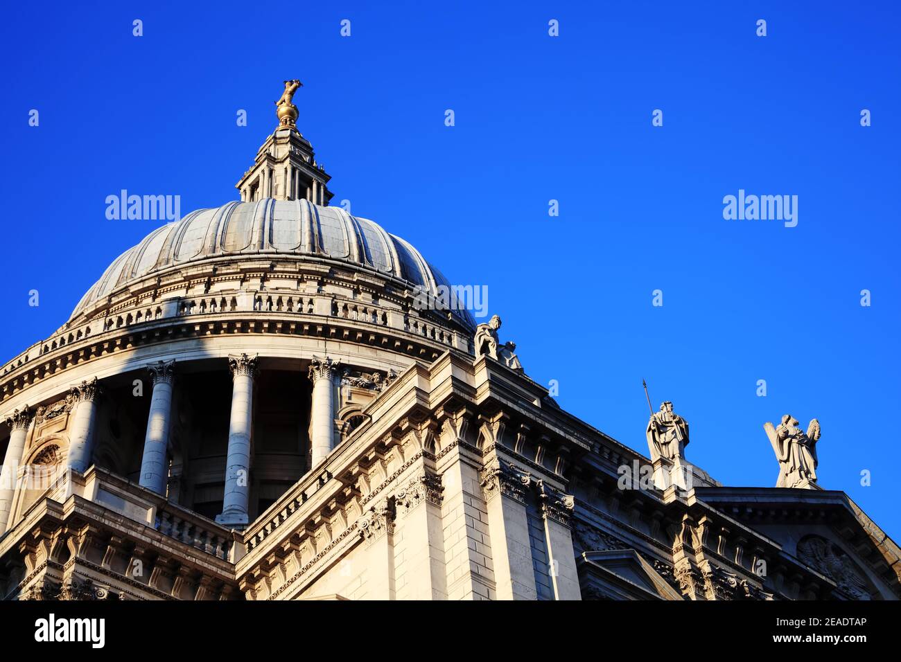 St Paul’s Cathedral in London England UK, built after The Great Fire Of London of 1666, is Christopher Wren’s masterpiece and one of the foremost tour Stock Photo