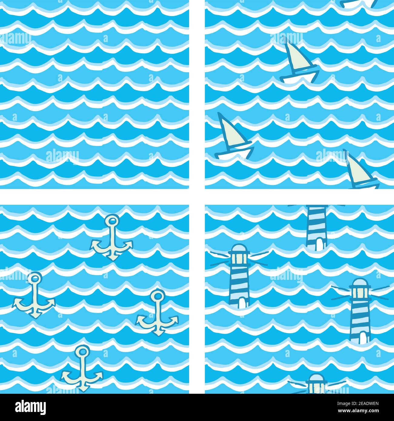 Four different seamless pattern vectors made with nautical motifs Stock ...
