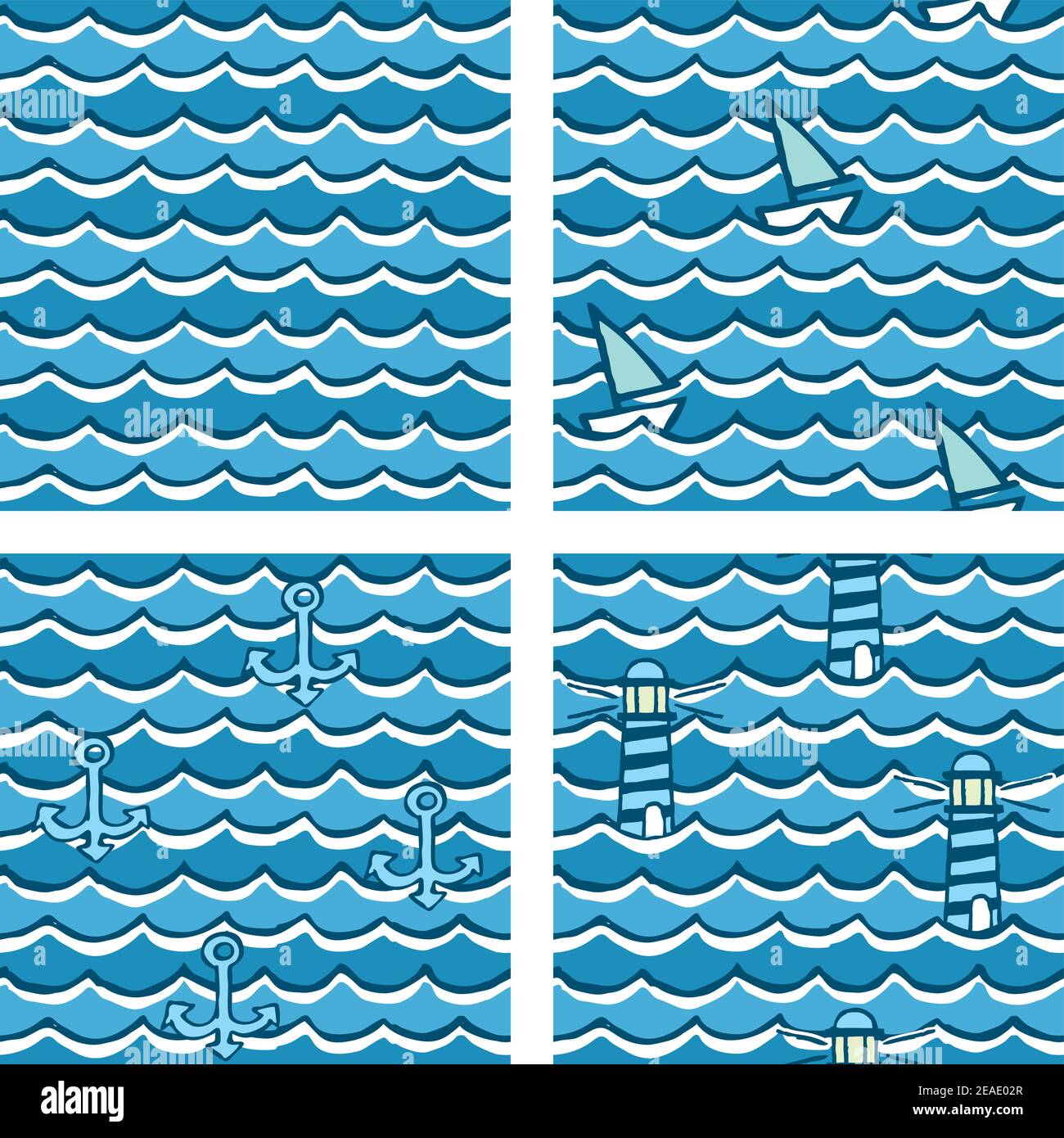 Four different seamless pattern vectors made with nautical motifs Stock ...