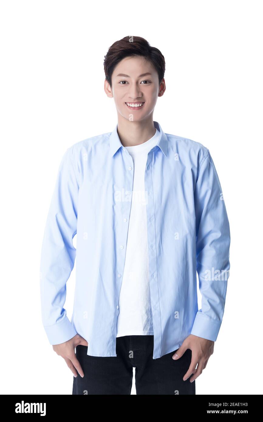 Handsome young man white background Stock Photo - Alamy